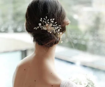 Svadobné headdress Zliatiny kvety luxusné rhinester vlasy hrebeňom vložiť špirála svadobné svadobné doplnky do vlasov