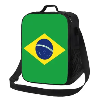 Brazília Vlajka Izolované Obed Taška pre Kempovanie Cestovné Resuable Chladnejšie Tepelnej Lunch Box Ženy, Deti
