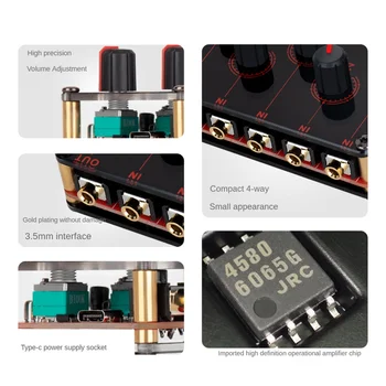 4 Linky Kanála Mixér Prenosný Analógový Zvuk Mixing Console Najvyššej Kvalite Zvuku Stereo Mixer USB DC5V Power Mini Mixér