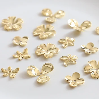 Medi á skutočné zlato kvet spp dištančné tesnenie DIY šperky náramok vlasy ornament ručne vyrobené materiál príslušenstvo 4pcs