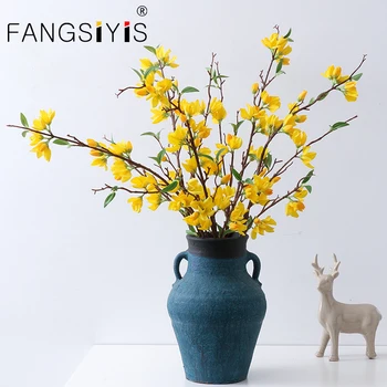95 Umelého hodvábu Jasminum nudiflorum Kvety, Svadobné Fotografie Home table Obývacia izba office Dekorácie biela žltá flore