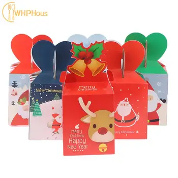 Veselé Vianoce Papierové Krabice Liečbu Políčok Pre Candy Cookie Apple Okno Nový Rok Vianočné Dekorácie Darčeka Taška Dodávky