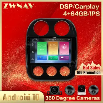 360Cameras IPS Displej Pre Jeep Compass 2010 2011 2012 2013 2014 2015 2016 Android 10.0 Multimediálny Prehrávač Audio Rádio Rekordér
