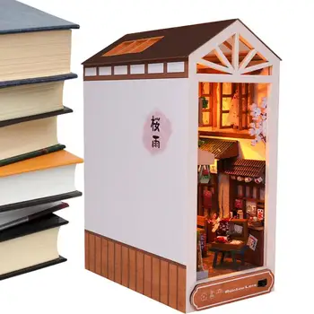 Kniha Kút Po Daždi Knihy Kút Auta Knihy Rohu Knihy, Stojan DIY Miniatúrne Izba Puzzle Domu Model Súpravy S LED Osvetlenie Pre
