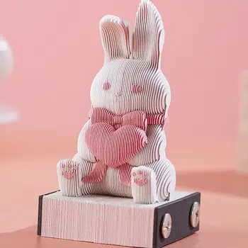 Omoshiroi Blok 3D poznámkový blok Roztomilý Zajačik Poznámky Troch - Dimenzionální Králik Memo Pad Papier Poznámky Kawaii Stôl Dekorácie, Doplnky