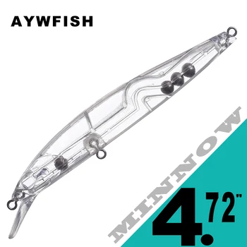 AYWFISH 15PCS / Veľa Nevyfarbené Minnow 4.72 v 10g Morské Umelé Návnady Jerkbait Transparentné Rybárske Nástrahy na Pevnom Tele Prázdne