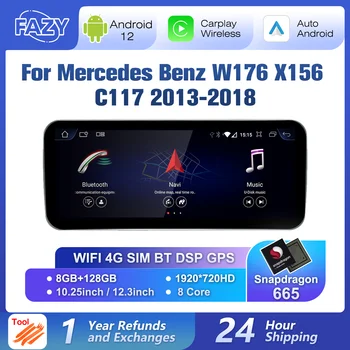 12.3 palcový Android 12 Auto Multimediálny Prehrávač Pre Mercedes Benz A CLA GLA W176 C117 X156 WIFI SIM 8 Jadro Bezdrôtový CarPlay GPS Navi