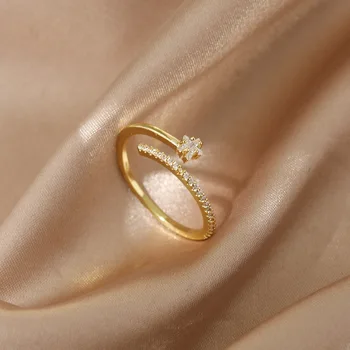 Minimalistický Nádherné Zirkón Zlatá Farba Geometrické Otvoriť Prstene Pre Ženy kórejský Módne Šperky, Svadobné Party Nezvyčajné Dievča Krúžky