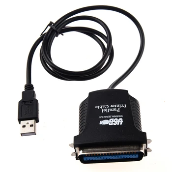 USB → tlačiarne, paralelného portu 36pin muž konverzný kábel, Čierny