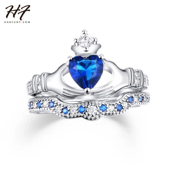 Súd Luxusné Svadobné Zásnubné Prstene Sada pre Ženy Milujú Dizajn Koruny Srdce Podiel Farba CZ Kryštálmi Šperky DZR009