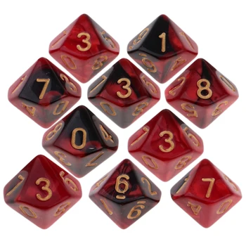 10pcs RPG DND Polyhedral Dice Set - Dosková Hra - 8/10 Sided - D10 D8 - Double-farby