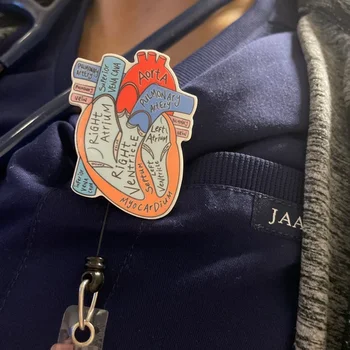 nedokončené Anatomické Srdce Diagram Zdvíhateľnej Odznak Cievky, Telemetry Kardiológie Sestra Odznak Držiak na Monitor Tech Ošetrovateľstva