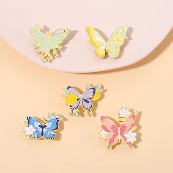 5 ks Kreatívne Kvetinové Motýľ Brošňa Módne Jemné Smalt Pin Oblečenie, Šperky Preklopke Kolíky Batoh Príslušenstvo