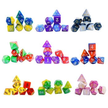 7 Ks Polyhedral Kockách Akryl Multi-Stranný Hra Kockách Jednoduché Použitie
