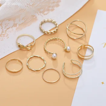 Autor je nové duté žena nekonečnej lásky krúžok s vlnitými pearl otvorenie 9-dielna krúžok. prstene pre ženy 
