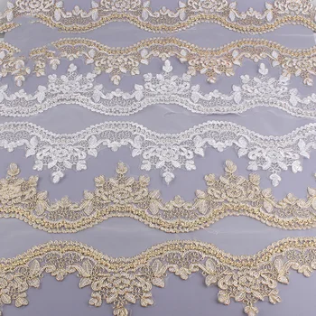 20Yards DIY šitie biele zlato textílie svadobný závoj svadobný kostým kvet oka výšivky, čipky čalúnenie textilné doplnky