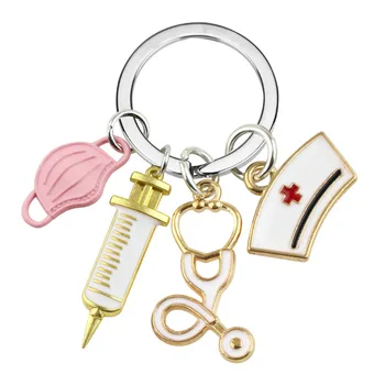 1Pcs Módne Tvorivé Sestier, Lekárov Masky kľúčenky Záchranný Personál Prívesok Striekačky Stetoskopy kľúčenky