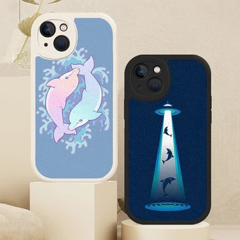 Ocean Dolphin Telefón puzdro Pre iPhone 13 12 11 14 Pro Max Mini 7 8 Plus X XS XR Jahňacie Ochranný Kryt