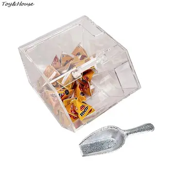 1Set domček pre bábiky Miniatúrne Transparentné Snack Úložný Box W/Lopata Prachotesný Box Nepremokavé Display Box Nábytok Model Dekor Hračka