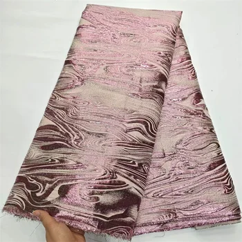 Ružová Vysokej Kvality Afriky Nigérijský Tylu Čipky Textílie Organza Výšivky Guipure Party Šaty Šaty Brocade, Žakárové Svadobné 5Yard