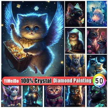 YiMeiDo 100% Krištáľovo Diamond Výšivky Mačka 5D DIY Diamond Maľovanie Cartoon Zvierat Celej Mozaiky Obrazu Cross Stitch Súpravy Darček
