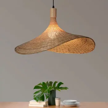 Moderné Tvorivé Tkané Luster Čínskeho Bambusu Svietidlo Ratan Prívesok Svetlo Kryt Prívesok Motýľ Svetlo pre Vnútorné