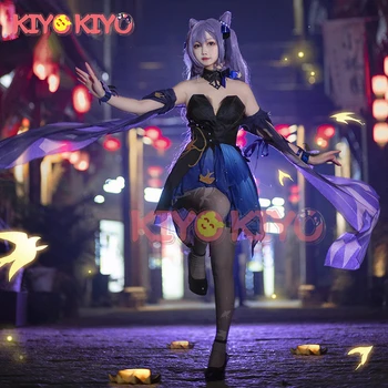 KIYO-KIYO predpredaj Genshin Vplyv Keqing Šaty Cosplay Kostým Halloween Kostýmy