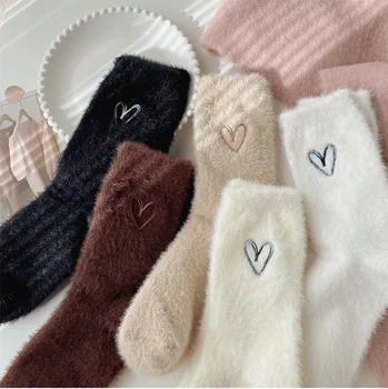 Ženy Zimné Ponožky Teplé Mäkká Našuchorený Posteľ Ponožky Karikatúra Lásky Dámy Domov Poschodí Papuče Noriek Kožušiny Zahustiť Fleece Ponožka Roztomilé Ponožky