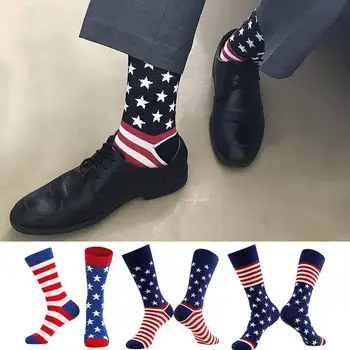 1 Páry Pre Mužov Hviezdy a Pruhy Bavlnené Ponožky Americkej Vlajky Ponožky Legrační Deň Nezávislosti Ponožky Mužov Ponožky, Športové Ponožky I7Q6