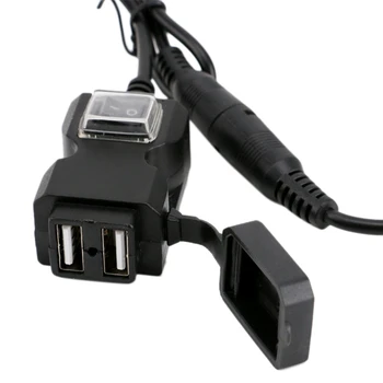 Motocykel Dual USB 12-24V Nepremokavé Nabíjačku Motorke Riadidlá Telefón Adaptéra napájacej Zásuvky S vypínačom