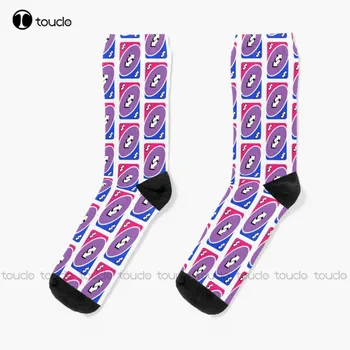 Lgbtq+ Uno Zadnej Strane Karty - Bisexuálne Ponožky, Bavlnené Ponožky Pre Ženy Osobné Vlastné Unisex Dospelých Dospievajúcu Mládež Ponožky Nové Populárne