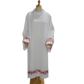 Nové Duchovenstvo Alb Katolícky Kňaz Kostým Výšivky Uctievanie Vestment Župan Množstvo Dodávok, Cirkevné Relikvie Oblečenie Biele Rúcha Duchovných