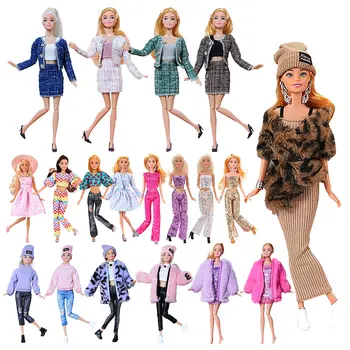 1Set Bábiky Oblečenie Oblečenie, Šaty, Sukne Módne Kabát Zimný Sveter Nohavice, Čiapky 30 cm Pre Bábiku Barbie Party Doplnky Dievča je Hračka