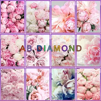 CHENISTORY 5d AB Diamond Maľovanie Plný Vrták Námestie Pink Rose Diamond Mozaiky Plné Kvety Výšivky Domáce Dekorácie