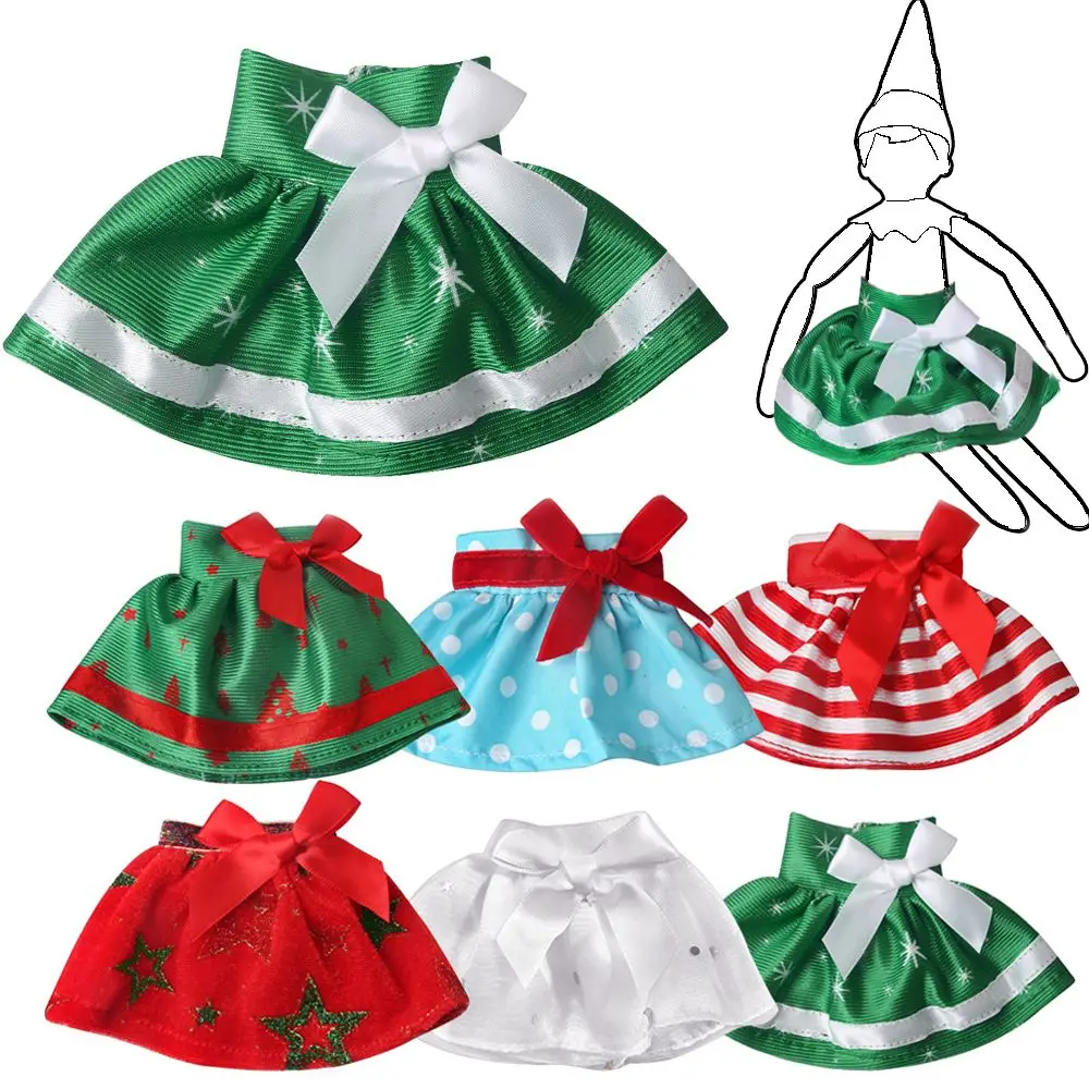 Roztomilý Oblečenie pre Elf Bábika Príslušenstvo Vianočné Štýl Doll Červená Zelená Biela Šaty, Detské Hračky, Príslušenstvo, Sukne Pre Vianočné Darčeky